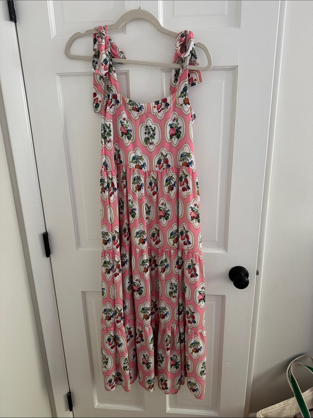 Pink Floral Tie-Shoulder Maxi Dress